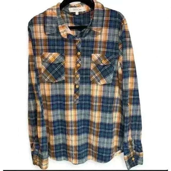 Eden & Olivia Women's Plaid Button-Up Shirt Size Medium Multicolor - Picture 1 of 7